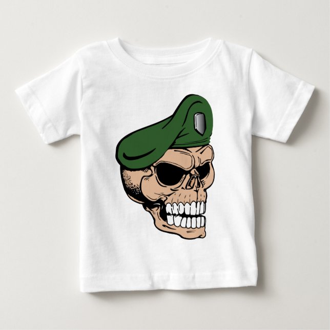 Skull Green Beret Baby T-Shirt (Front)