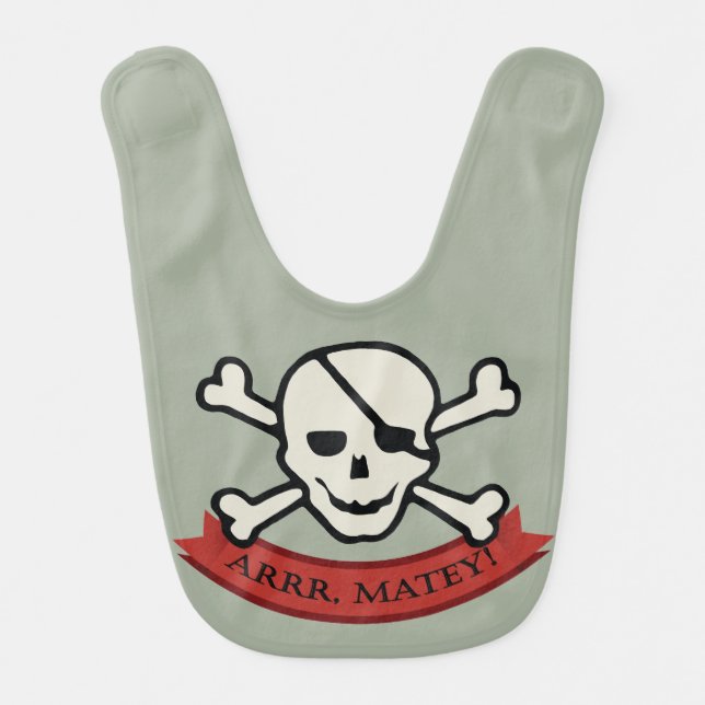Skull - Grey Baby Bib (Front)