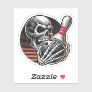 Skull Gripping Bowling Ball Sticker