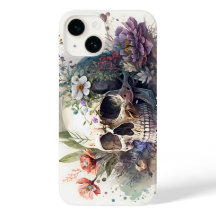 Skull Grunge Aesthetic Floral Watercolor Artwork
