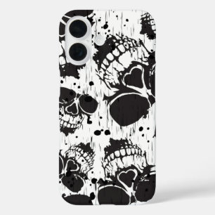 Skull grunge seamless black pattern iPhone 16 case