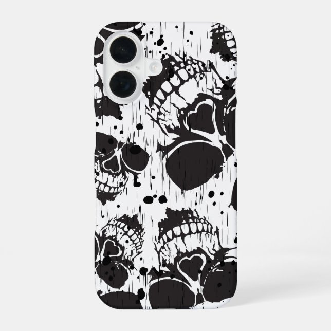 Skull grunge seamless black pattern iphone case (Back)