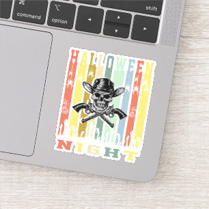 Skull Gun, Halloween Night Sticker