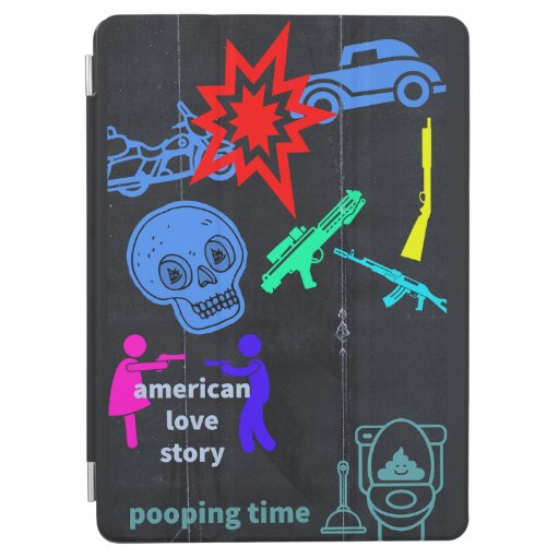 skull, guns and shooting, crashing, pooping notebo iPad air cover