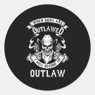 Skull Guns Outlaw Cowboy Western Shooting Gift Classic Round Sticker