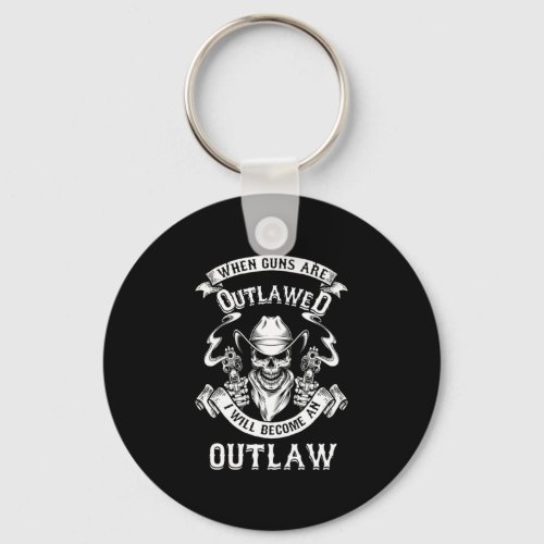 Skull Guns Outlaw Cowboy Western Shooting Gift Keychain