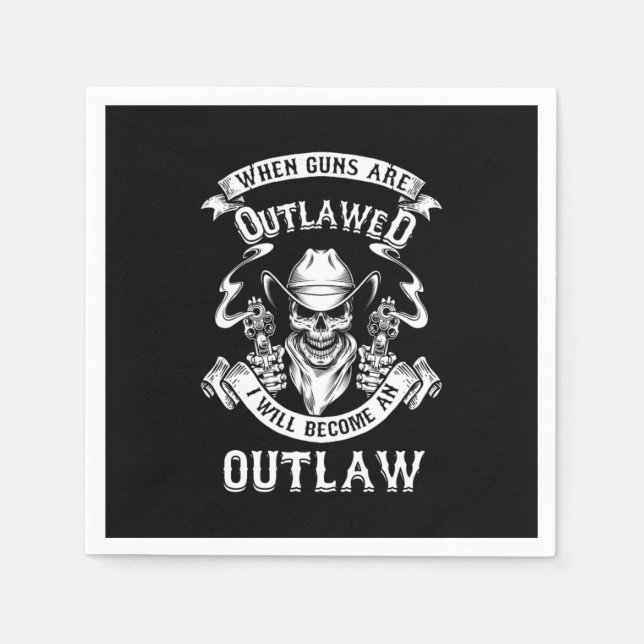 Skull Guns Outlaw Cowboy Western Shooting Gift Napkins (Front)