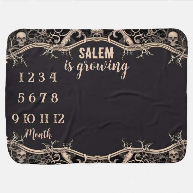 Skull Halloween Baby Milestones  Blanket (Horizontal)