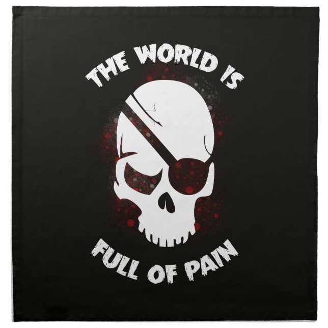 Skull Halloween Dark Black Scary Cloth Napkin (Front)