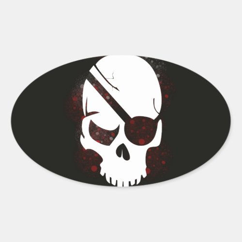 Skull Halloween Dark Black Scary Oval Sticker