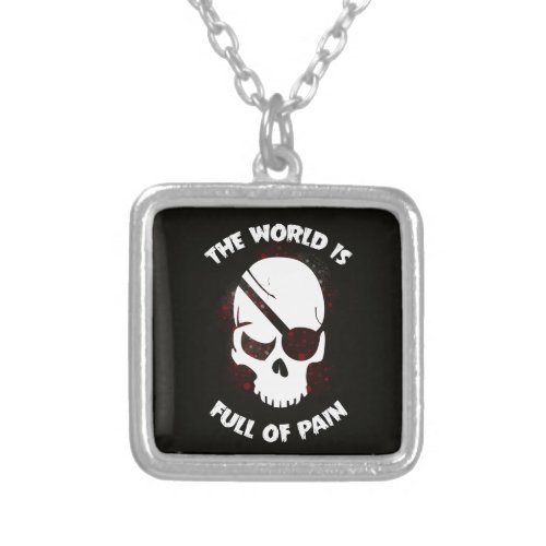 Skull Halloween Dark Black Scary Silver Plated Necklace