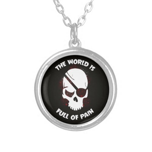 Skull Halloween Dark Black Scary Silver Plated Necklace