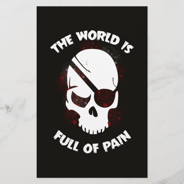 Skull Halloween Dark Black Scary Stationery (Front)