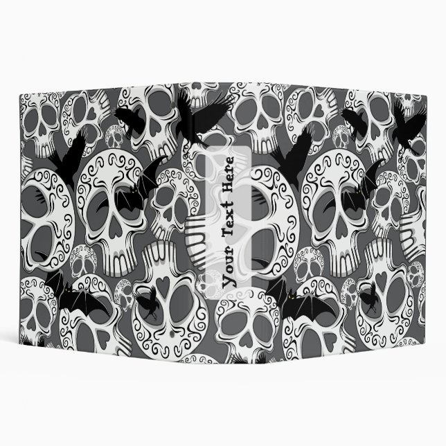 Skull Halloween Decorative Calaveras 3 Ring Binder (Background)