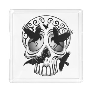 Skull Halloween Decorative Calaveras Acrylic Tray