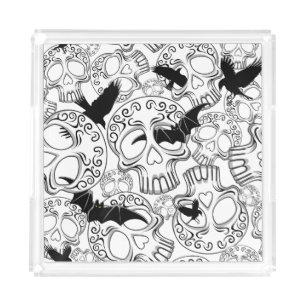 Skull Halloween Decorative Calaveras Acrylic Tray