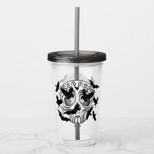 Skull Halloween Decorative Calaveras Acrylic Tumbler