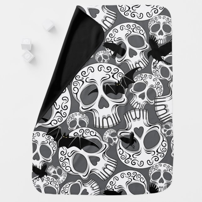 Skull Halloween Decorative Calaveras Baby Blanket (In Situ)