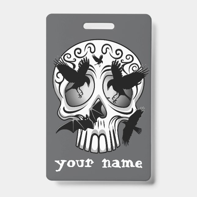 Skull Halloween Decorative Calaveras Badge (Front)