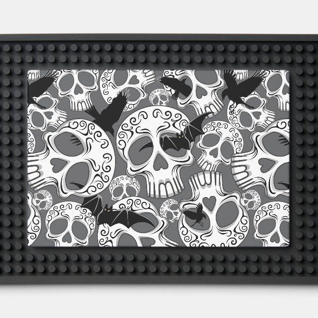 Skull Halloween Decorative Calaveras Bar Mat (Front (Close Up))
