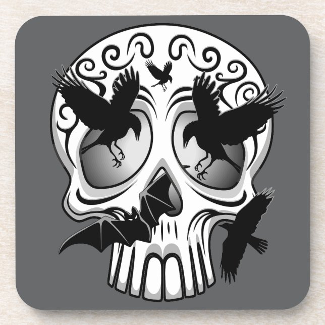 Skull Halloween Decorative Calaveras Beverage Coaster (Front)