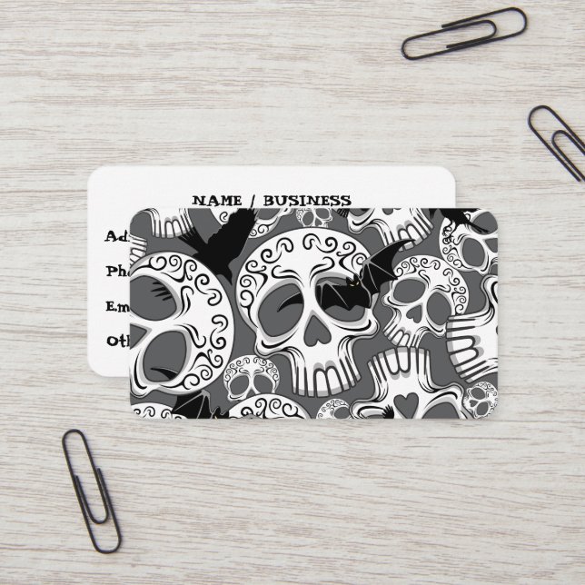 Skull Halloween Decorative Calaveras Business Card (Front/Back In Situ)