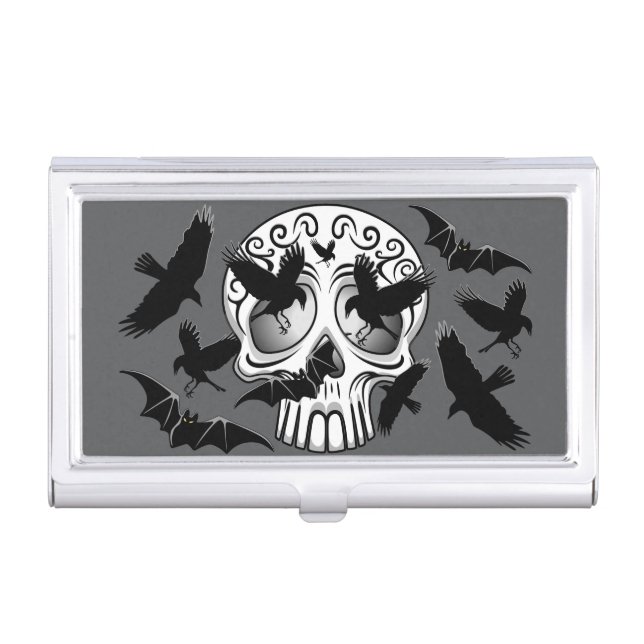 Skull Halloween Decorative Calaveras Business Card Case (Front)