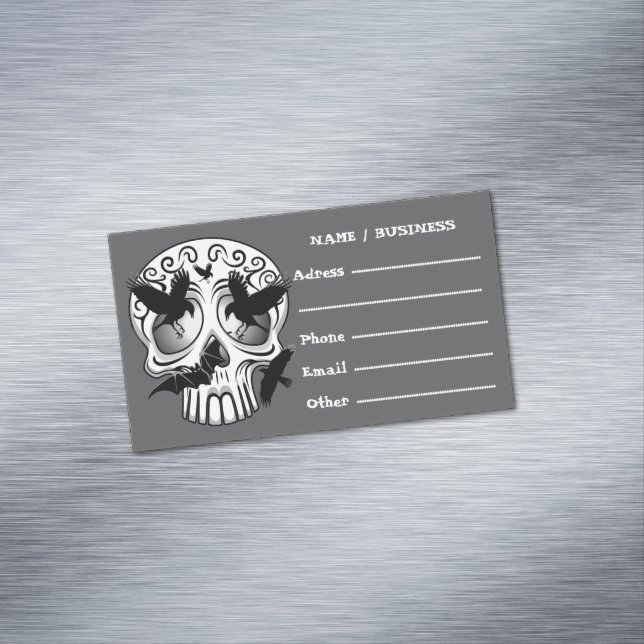 Skull Halloween Decorative Calaveras Business Card Magnet (In Situ)