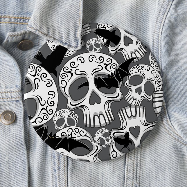 Skull Halloween Decorative Calaveras Button (In Situ)