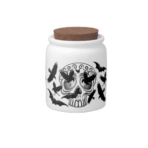 Skull Halloween Decorative Calaveras Candy Jar