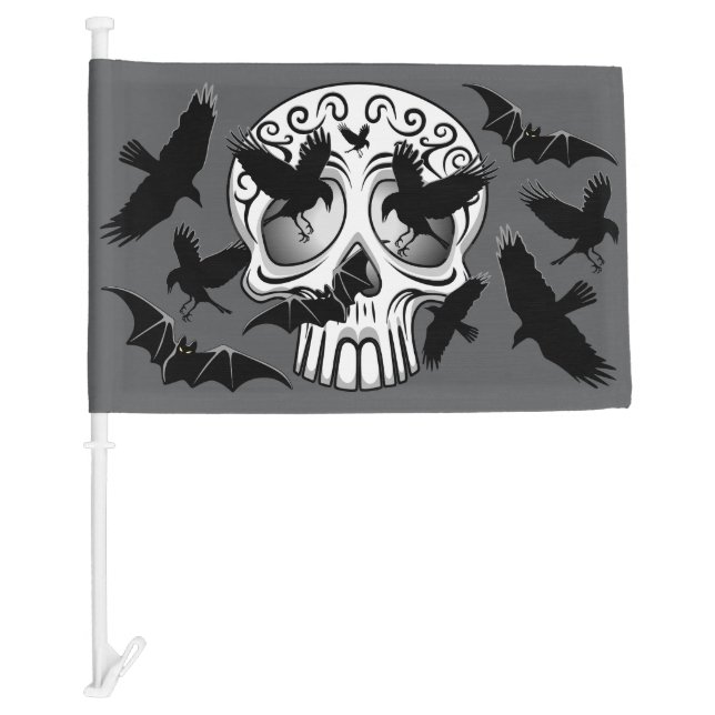 Skull Halloween Decorative Calaveras Car Flag (Front)