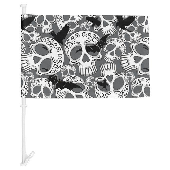 Skull Halloween Decorative Calaveras Car Flag (Front)