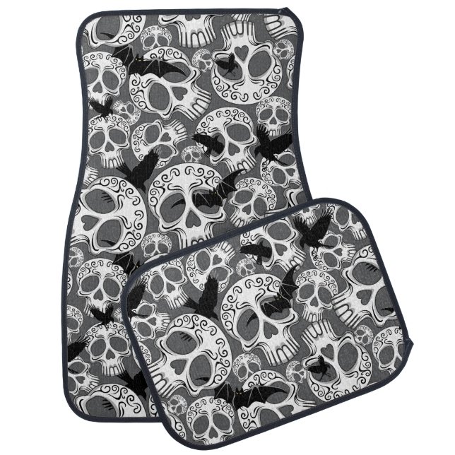 Skull Halloween Decorative Calaveras Car Floor Mat (Set)