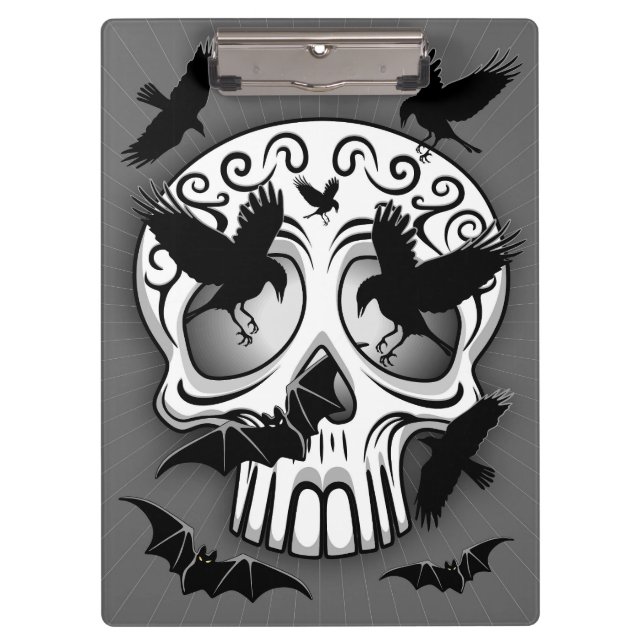 Skull Halloween Decorative Calaveras Clipboard (Front)