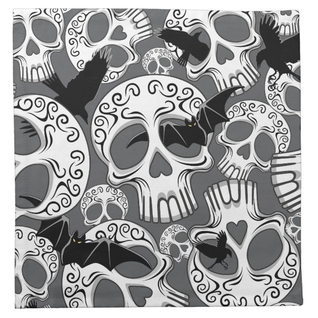 Skull Halloween Decorative Calaveras Cloth Napkin (Front)