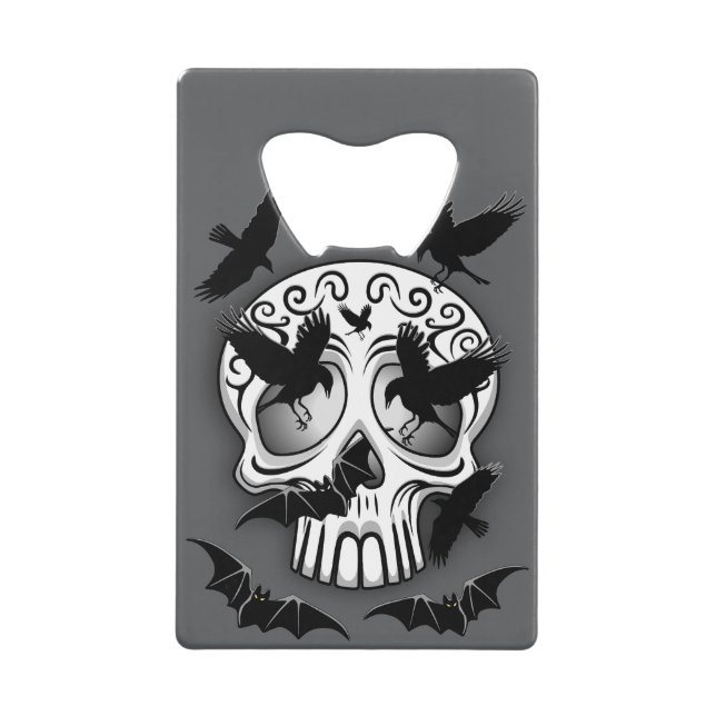 Skull Halloween Decorative Calaveras Credit Card Bottle Opener (Front)