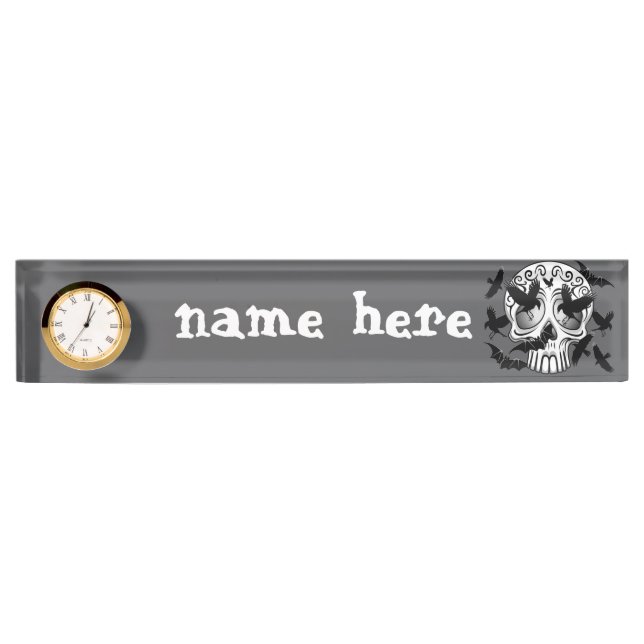 Skull Halloween Decorative Calaveras Desk Name Plate (Front)