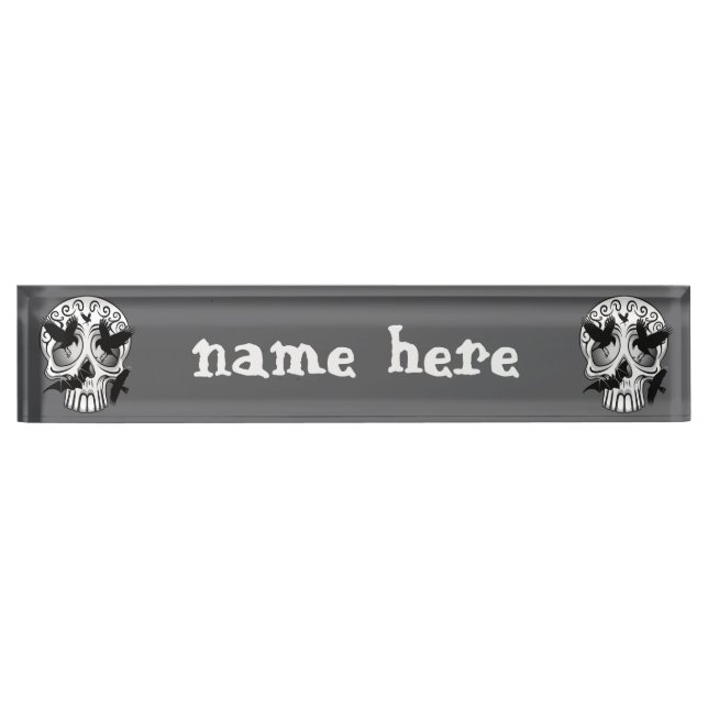 Skull Halloween Decorative Calaveras Desk Name Plate (Front)