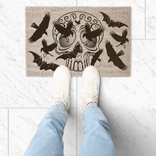 Skull Halloween Decorative Calaveras Fiber Doormat