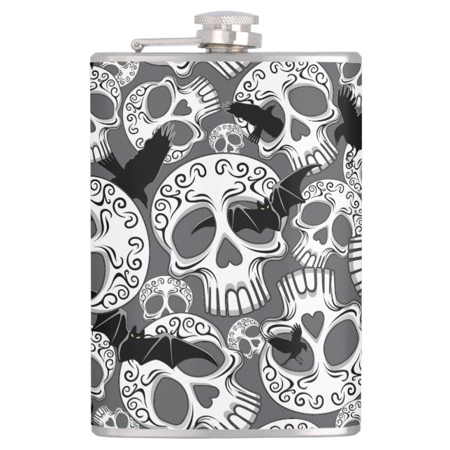 Skull Halloween Decorative Calaveras Flask (Front)