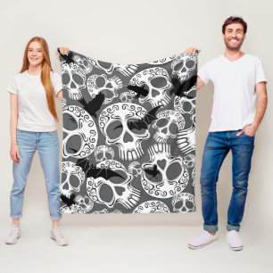 Skull Halloween Decorative Calaveras Fleece Blanket