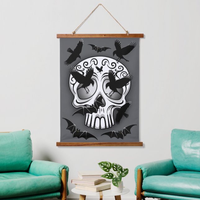 Skull Halloween Decorative Calaveras Hanging Tapestry (Living Room)