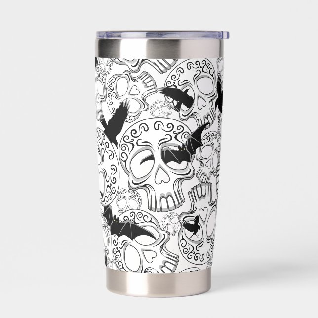 Skull Halloween Decorative Calaveras Insulated Tumbler (Left)