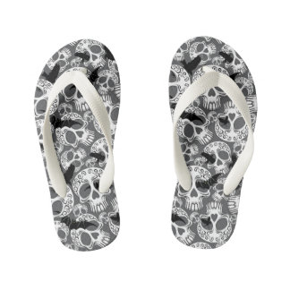 Skull Halloween Decorative Calaveras Kid's Flip Flops