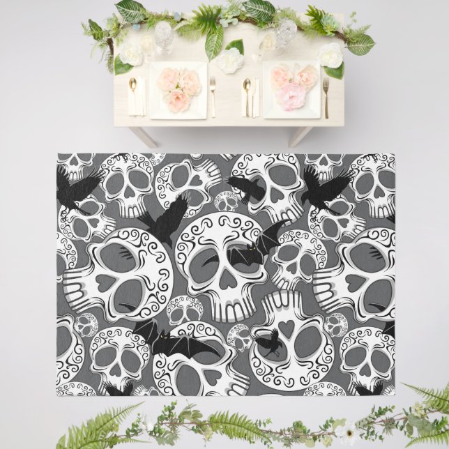 Skull Halloween Decorative Calaveras Outdoor Rug (Insitu (Wedding 2))