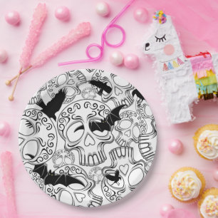 Skull Halloween Decorative Calaveras Paper Plates