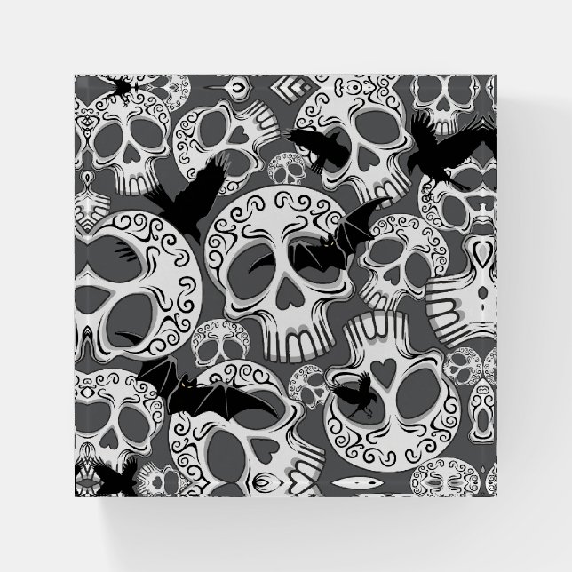 Skull Halloween Decorative Calaveras Paperweight (Front)