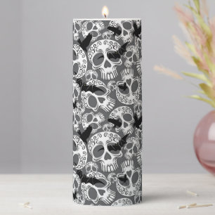 Skull Halloween Decorative Calaveras Pillar Candle