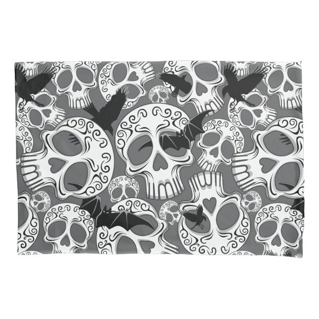 Skull Halloween Decorative Calaveras Pillow Case (Front)