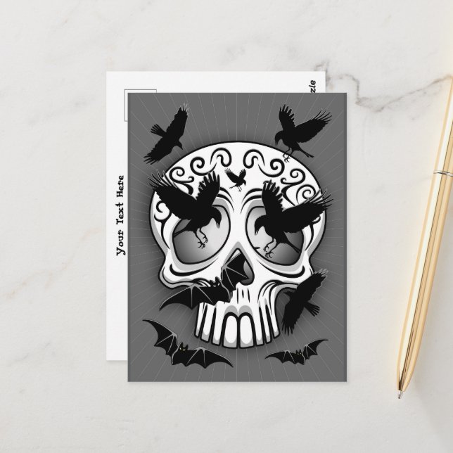 Skull Halloween Decorative Calaveras Postcard (Front/Back In Situ)